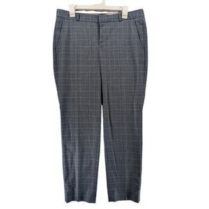 Banana Republic Ryan Plaid Pants 10 Gray White Straight Leg Office Trouser Dress